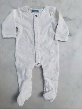 Jacadi White Cloud Embossed Footed One-Piece